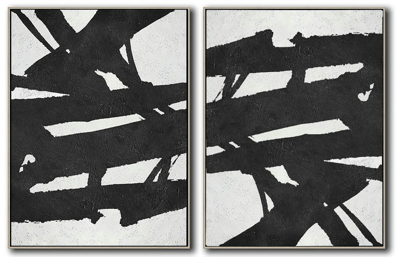 Oversized Canvas Art On Canvas,Set Of 2 Minimal Painting On Canvas - Large Canvas Art,Modern Art Abstract Painting